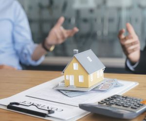 Customer signing contract for a new house. Customer signing contract for a new house. Real estate buy or rent or sale house and insurance or loan real estate.