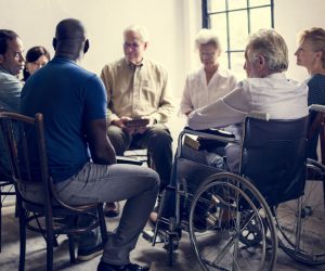 Group of diverse elderly gathering together Group of diverse elderly gathering together